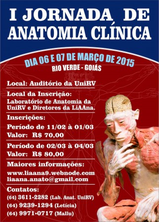 I Jornada de Anatomia Clínica - 06 e 07 de Março de 2015 - Rio Verde, GO